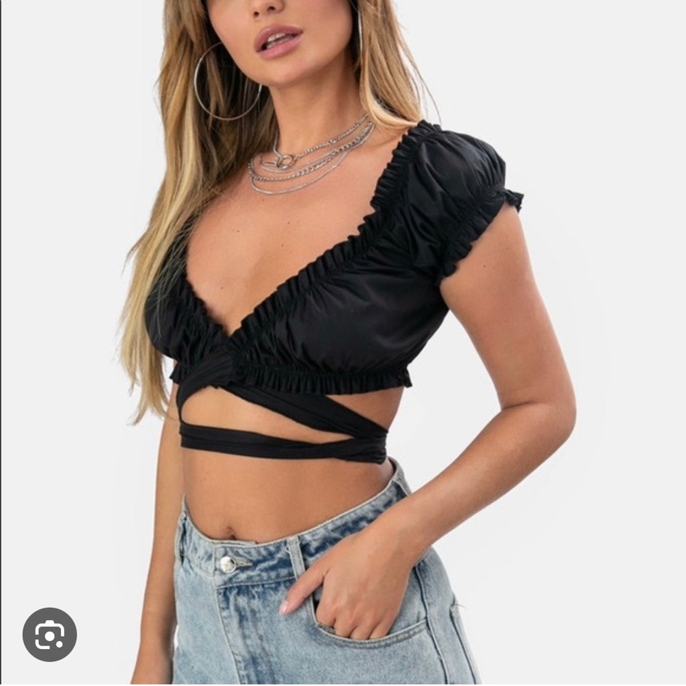 Adika black wrap crop top